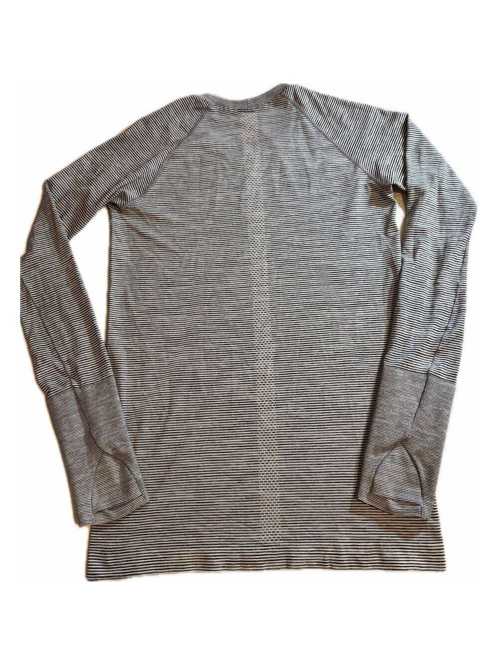 Lululemon Womens Gray and White Stripped Long Sleeve Shirt Size 8 - Picture 5 of 7